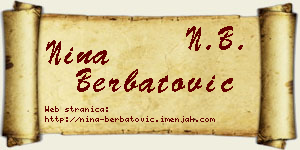 Nina Berbatović vizit kartica